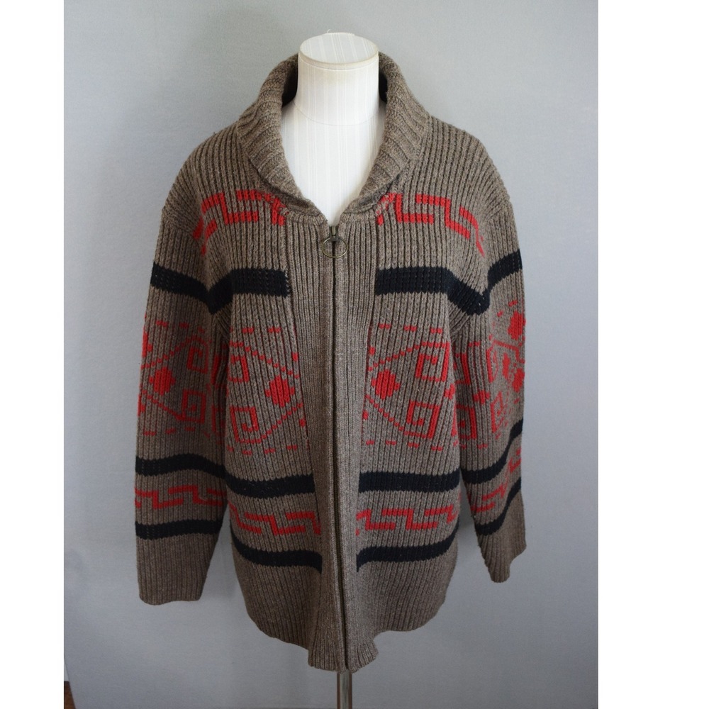 Pendleton Westerley Wool Zip Up Sweater Medium Br… - image 1